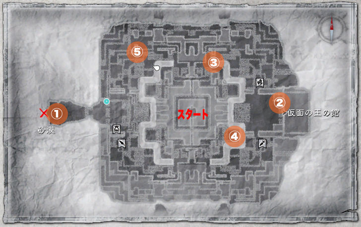 仮面の街のクエスト 伝言の掟 の伝言場所 ニーアレプリカント まりんのしっぽ